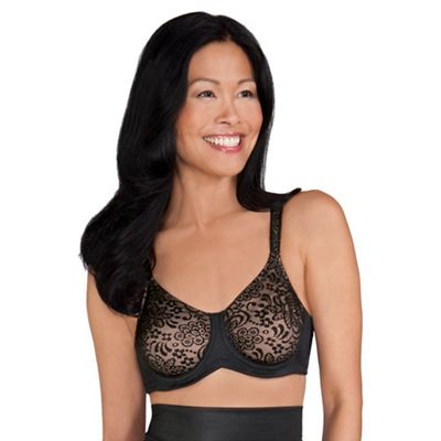 Black 'Annette' lace full cup underwired post surgery bra